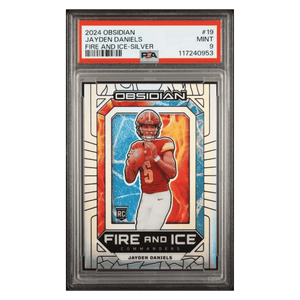 Jayden Daniels PSA 9 2024 Panini Obsidian Fire and Ice Silver Rookie RC #d/ 99 Card #19