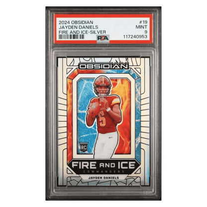 Jayden Daniels PSA 9 2024 Panini Obsidian Fire and Ice Silver Rookie RC #d/ 99 Card #19