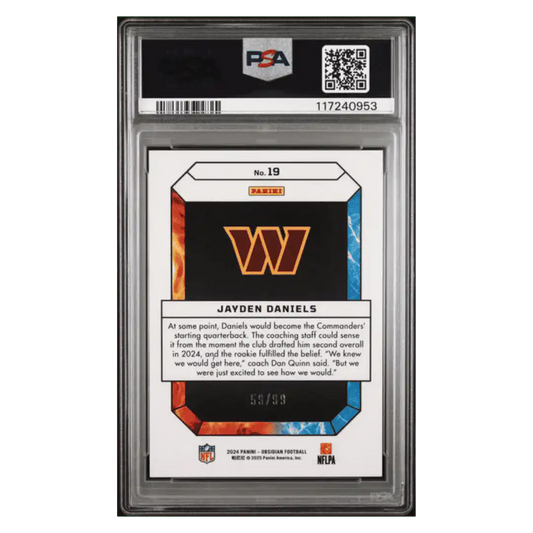 Jayden Daniels PSA 9 2024 Panini Obsidian Fire and Ice Silver Rookie RC #d/ 99 Card #19