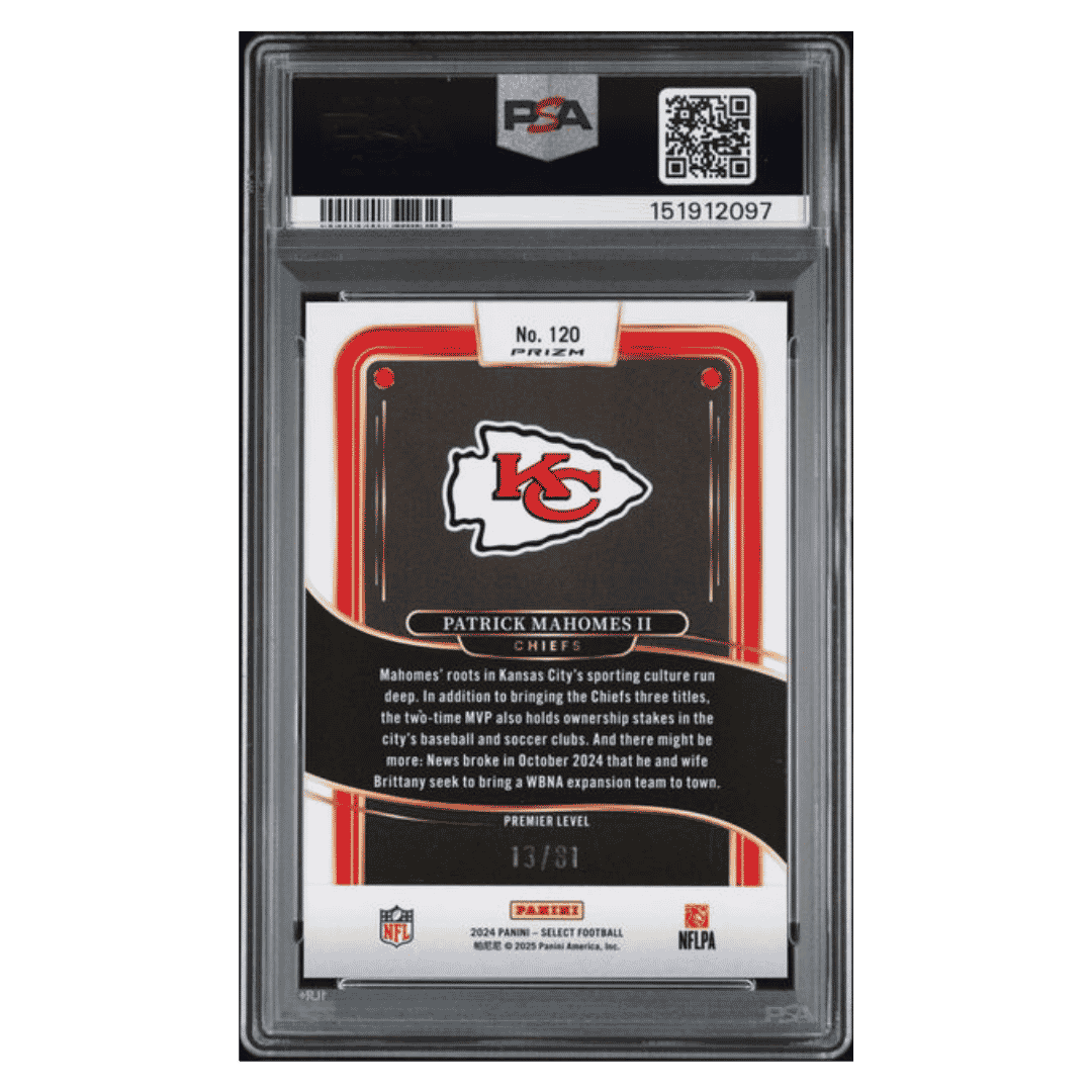 Patrick Mahomes PSA 10 2024 Panini Select Dragon Scale Prizm #d/ 81 Card #120
