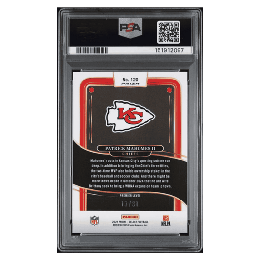 Patrick Mahomes PSA 10 2024 Panini Select Dragon Scale Prizm #d/ 81 Card #120