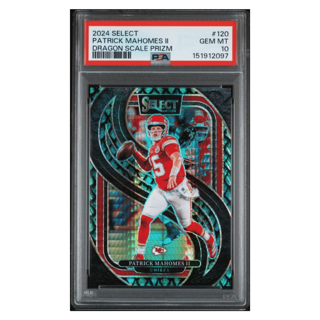 Patrick Mahomes PSA 10 2024 Panini Select Dragon Scale Prizm #d/ 81 Card #120