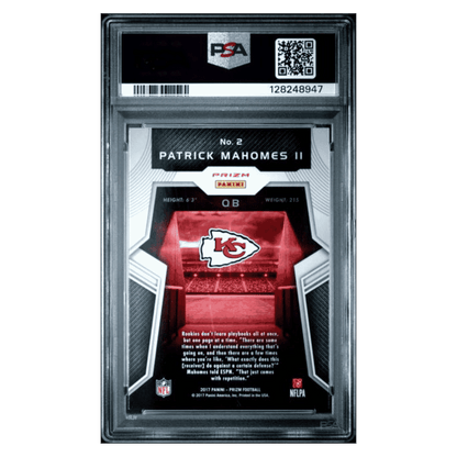 Patrick Mahomes PSA 9 2017 Panini Prizm Rookie Introductions Rookie RC Card #2