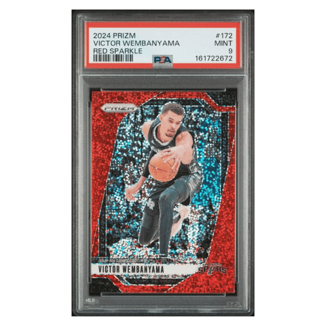 Victor Wembanyama PSA 9 2024 Panini Prizm Red Sparkle SP Card #172