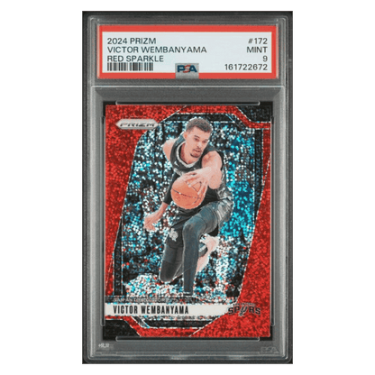 Victor Wembanyama PSA 9 2024 Panini Prizm Red Sparkle SP Card #172
