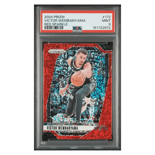 Victor Wembanyama PSA 9 2024 Panini Prizm Red Sparkle SP Card #172