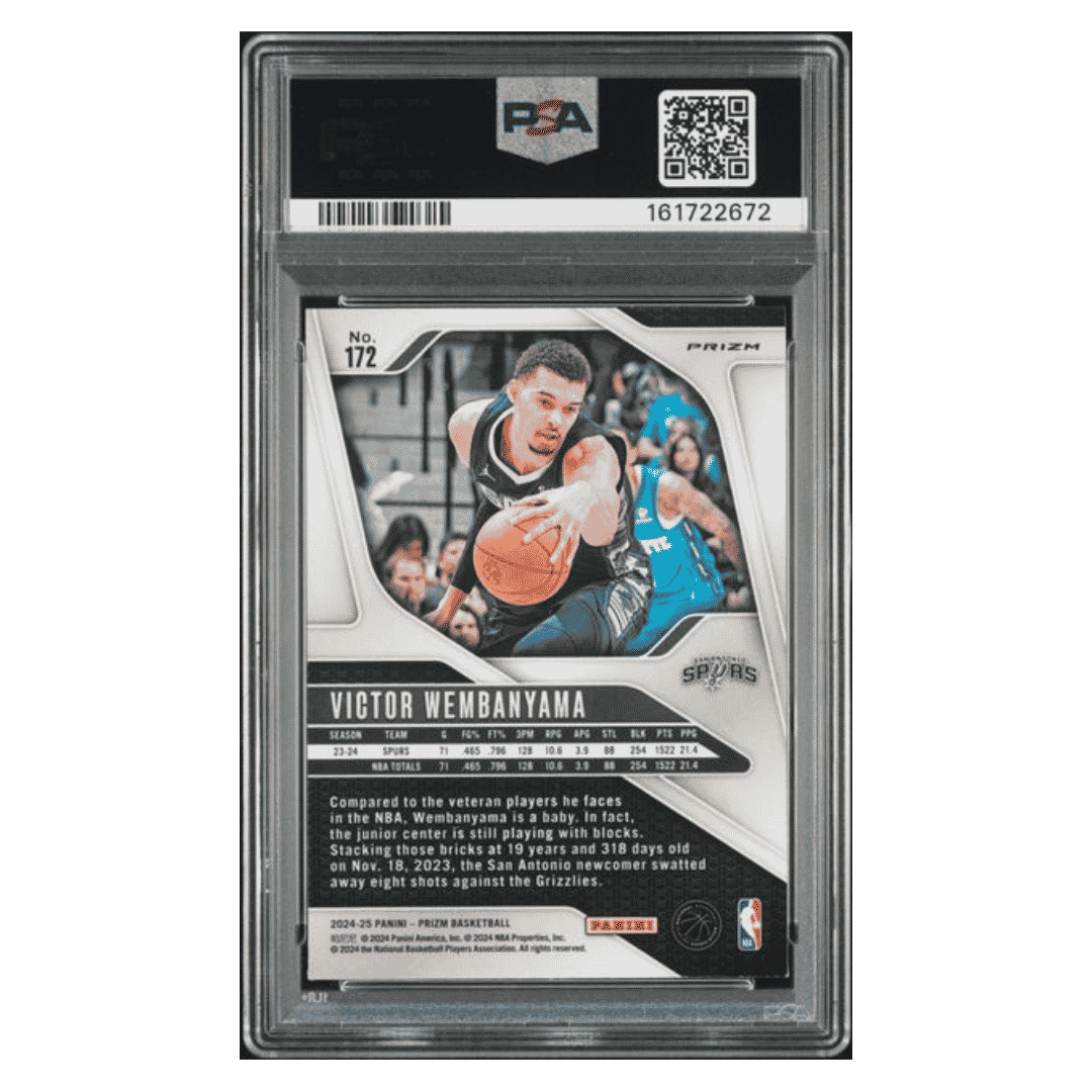 Victor Wembanyama PSA 9 2024 Panini Prizm Red Sparkle SP Card #172