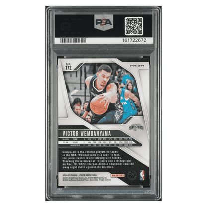 Victor Wembanyama PSA 9 2024 Panini Prizm Red Sparkle SP Card #172