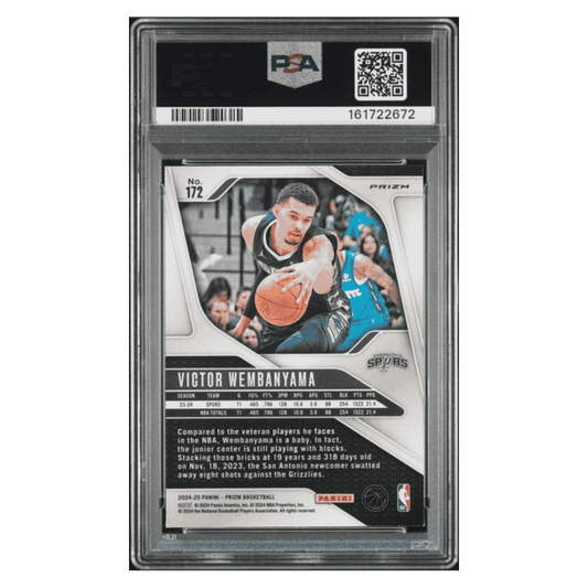 Victor Wembanyama PSA 9 2024 Panini Prizm Red Sparkle SP Card #172