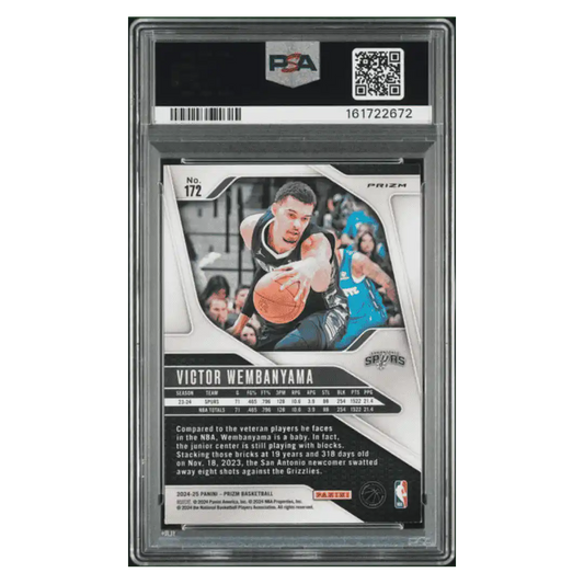 Victor Wembanyama PSA 9 2024 Panini Prizm Red Sparkle SP Card #172