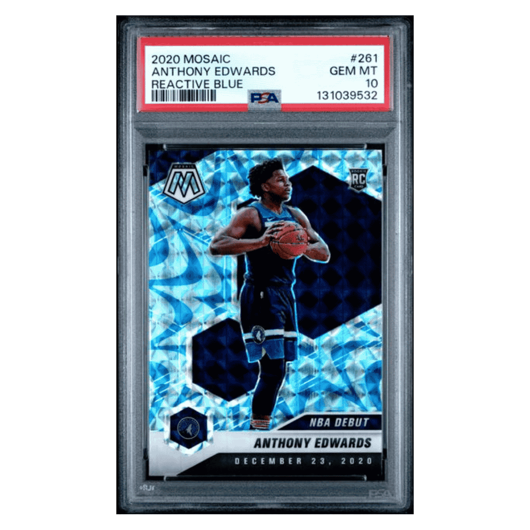 Anthony Edwards PSA 10 2020 Panini Mosaic Reactive Blue Rookie RC Card #261