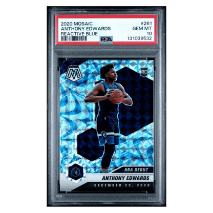 Anthony Edwards PSA 10 2020 Panini Mosaic Reactive Blue Rookie RC Card #261