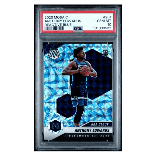 Anthony Edwards PSA 10 2020 Panini Mosaic Reactive Blue Rookie RC Card #261