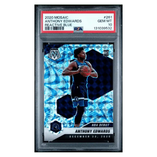 Anthony Edwards PSA 10 2020 Panini Mosaic Reactive Blue Rookie RC Card #261