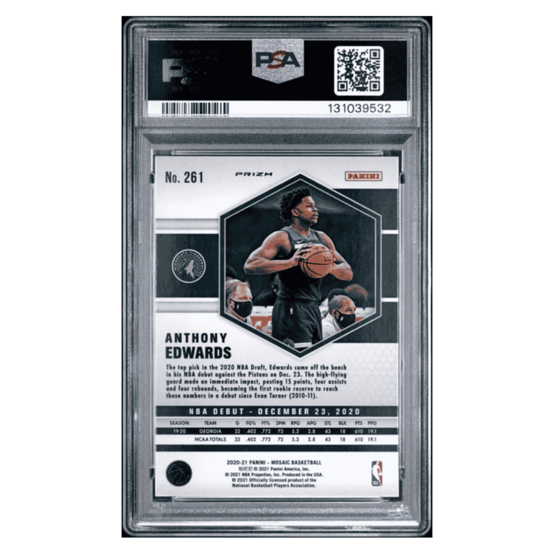 Anthony Edwards PSA 10 2020 Panini Mosaic Reactive Blue Rookie RC Card #261