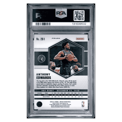 Anthony Edwards PSA 10 2020 Panini Mosaic Reactive Blue Rookie RC Card #261