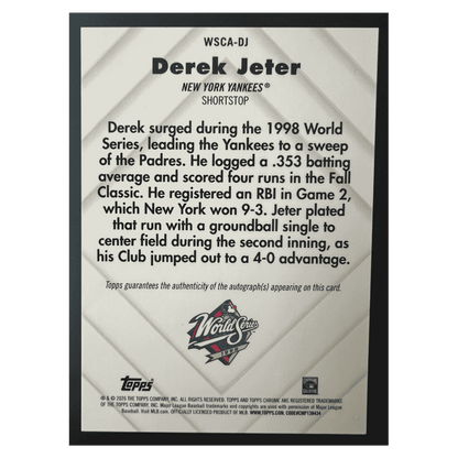 Derek Jeter 2005 Topps Chrome Certified Autograph Issue #d/ 100 Card #WSCA-DJ