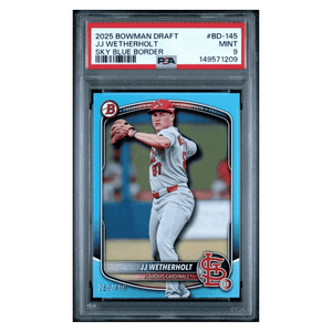 JJ Wetherholt PSA 9 2025 Topps Bowman Draft Sky Blue Border #d/ 499 Card #BD-145