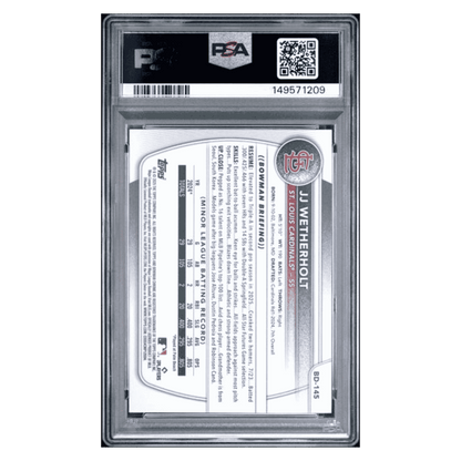 JJ Wetherholt PSA 9 2025 Topps Bowman Draft Sky Blue Border #d/ 499 Card #BD-145