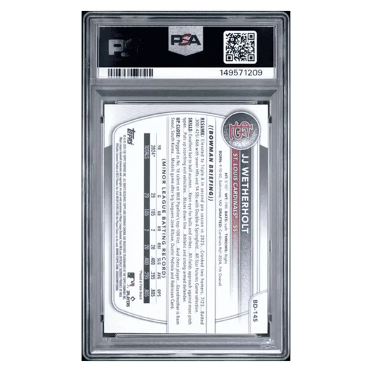 JJ Wetherholt PSA 9 2025 Topps Bowman Draft Sky Blue Border #d/ 499 Card #BD-145