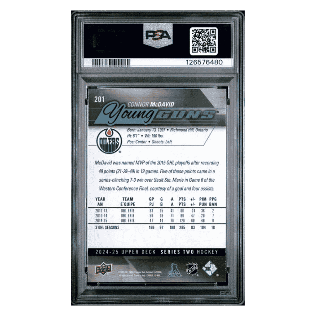 Connor McDavid PSA 10 2024 Upper Deck Young Guns Renewed Card #201