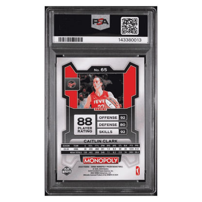 Caitlin Clark PSA 10 2024 Panini Prizm Monopoly WNBA Rookie RC Card #65