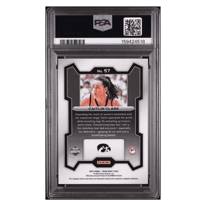 Caitlin Clark PSA 9 2024 Panini Prizm Draft Picks Rookie RC Card #57