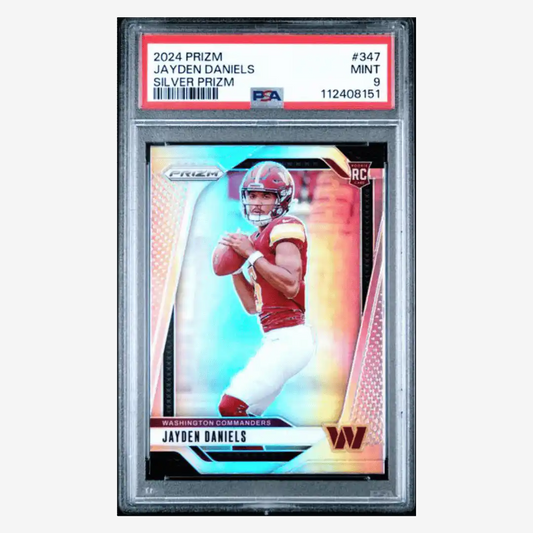 Jayden Daniels PSA 9 2024 Panini Prizm Silver Rookie RC Card #347
