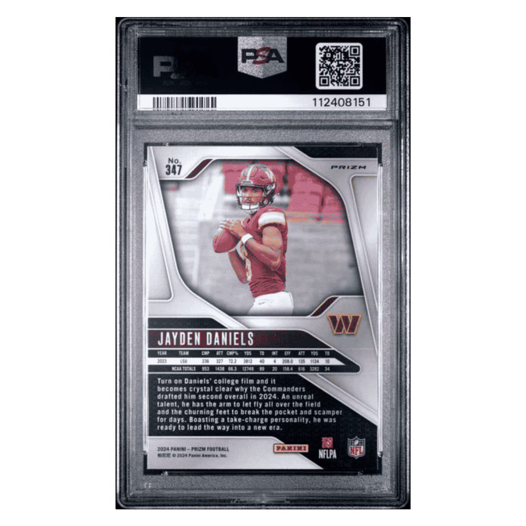 Jayden Daniels PSA 9 2024 Panini Prizm Silver Rookie RC Card #347