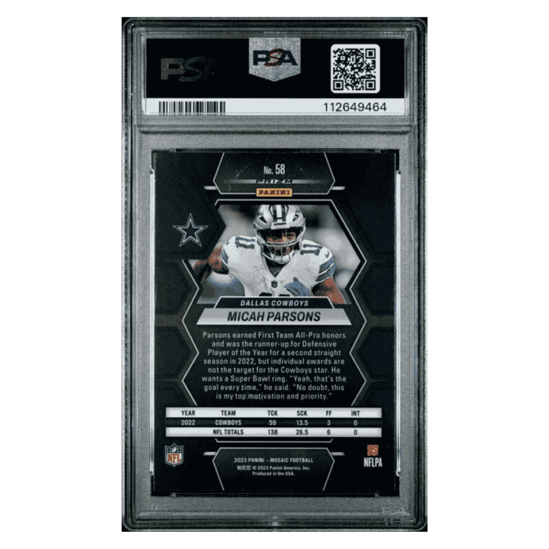 Micah Parsons PSA 10 2023 Panini Mosaic Red Sparkle Card #58