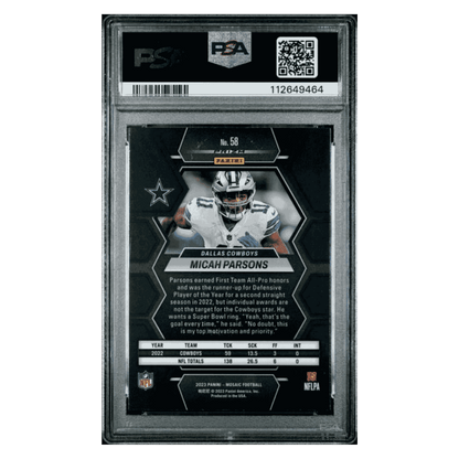 Micah Parsons PSA 10 2023 Panini Mosaic Red Sparkle Card #58