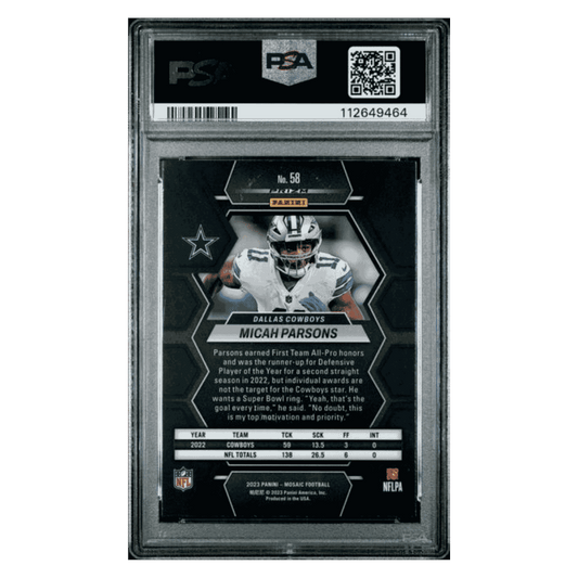 Micah Parsons PSA 10 2023 Panini Mosaic Red Sparkle Card #58