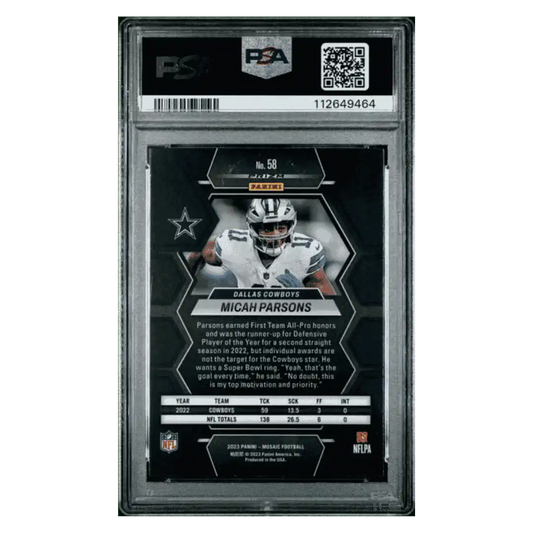 Micah Parsons PSA 10 2023 Panini Mosaic Red Sparkle Card #58