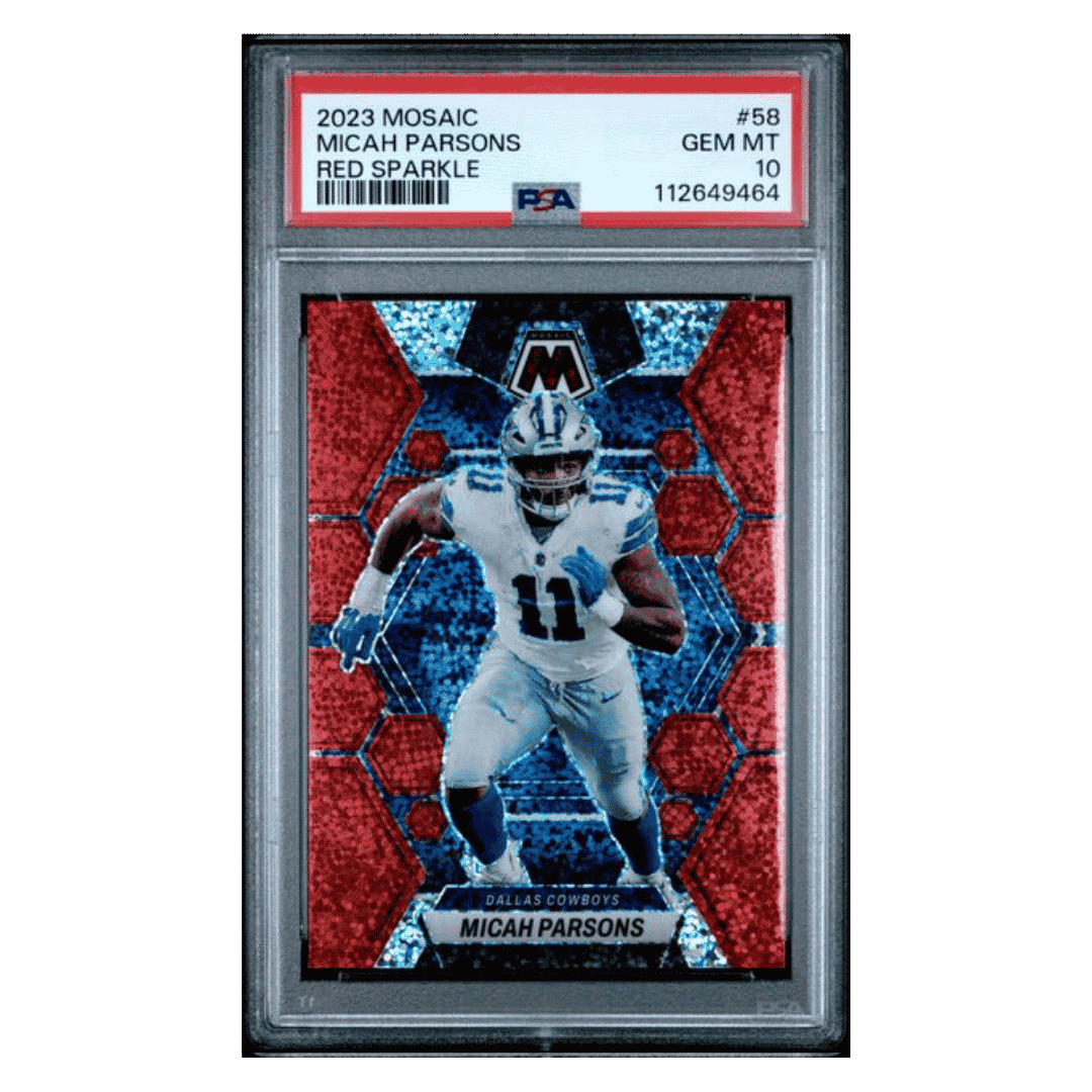 Micah Parsons PSA 10 2023 Panini Mosaic Red Sparkle Card #58