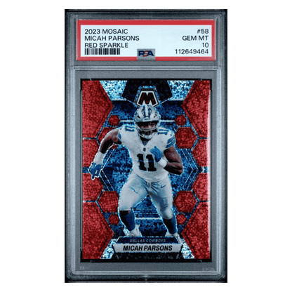 Micah Parsons PSA 10 2023 Panini Mosaic Red Sparkle Card #58