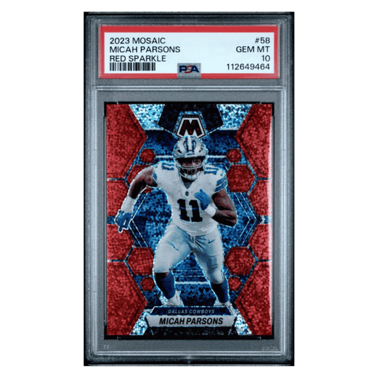 Micah Parsons PSA 10 2023 Panini Mosaic Red Sparkle Card #58