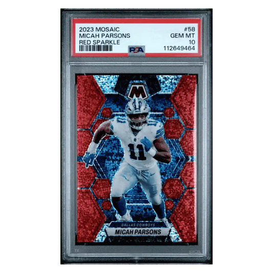 Micah Parsons PSA 10 2023 Panini Mosaic Red Sparkle Card #58
