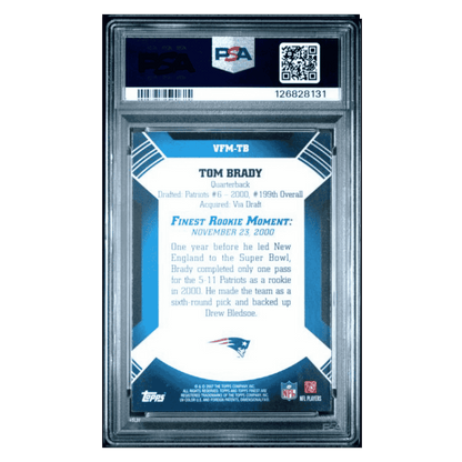 Tom Brady PSA 10 2007 Topps Finest Rookie Finest Moments Card #VFMTB
