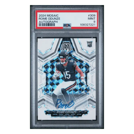 Rome Odunze PSA 9 2024 Panini Mosaic Autograph Rookie RC Card #309