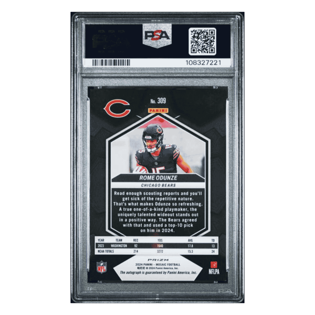 Rome Odunze PSA 9 2024 Panini Mosaic Autograph Rookie RC Card #309