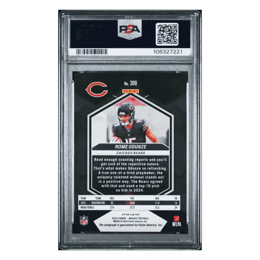 Rome Odunze PSA 9 2024 Panini Mosaic Autograph Rookie RC Card #309