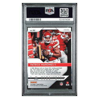 Patrick Mahomes PSA 9 2018 Panini Prizm Lazer Card #102
