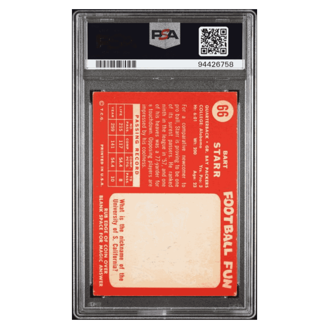 Bart Starr PSA 2 1958 Topps Card #66
