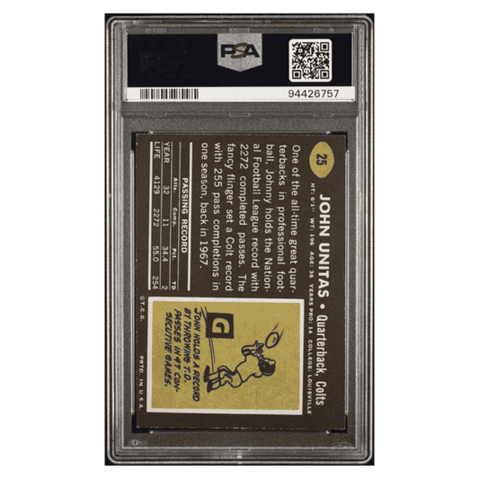 Johnny Unitas PSA 4 1969 Topps Card #25