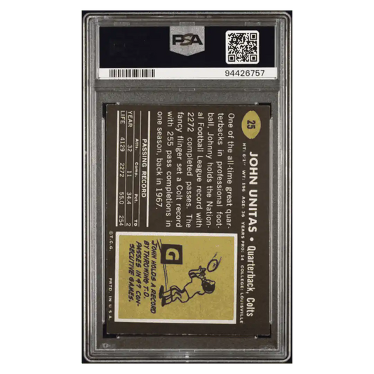 Johnny Unitas PSA 4 1969 Topps Card #25