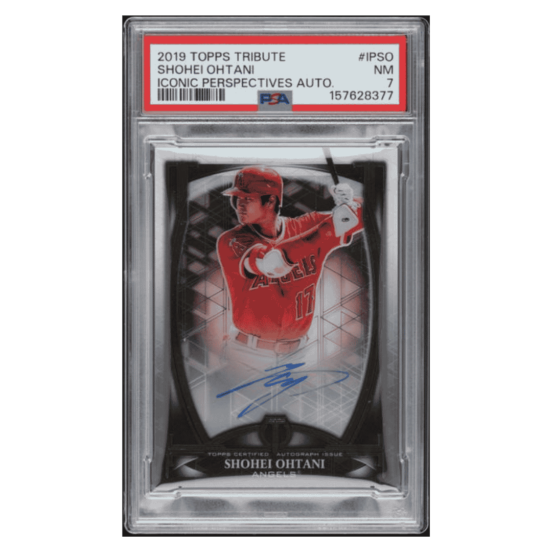 Shohei Ohtani PSA 7 2019 Topps Tribute Iconic Perspectives Autograph #d/ 15 Card #IPSO