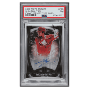Shohei Ohtani PSA 7 2019 Topps Tribute Iconic Perspectives Autograph #d/ 15 Card #IPSO