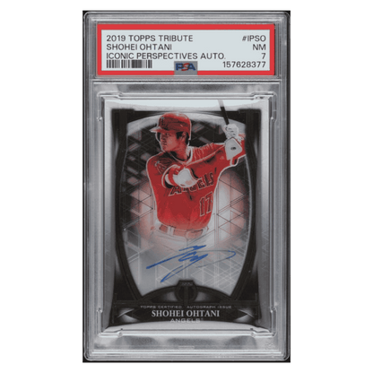 Shohei Ohtani PSA 7 2019 Topps Tribute Iconic Perspectives Autograph #d/ 15 Card #IPSO