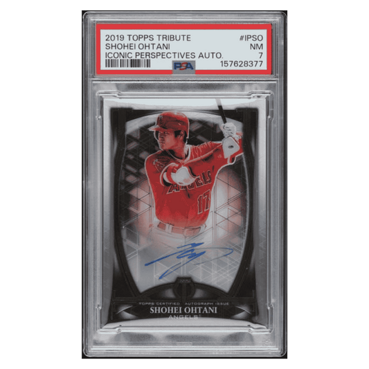 Shohei Ohtani PSA 7 2019 Topps Tribute Iconic Perspectives Autograph #d/ 15 Card #IPSO