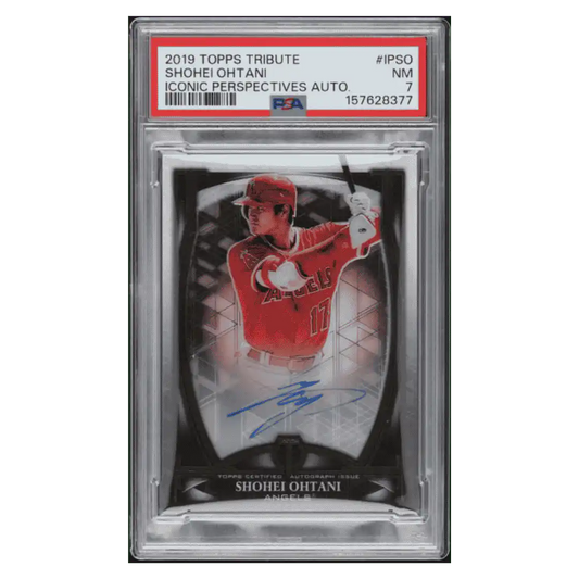 Shohei Ohtani PSA 7 2019 Topps Tribute Iconic Perspectives Autograph #d/ 15 Card #IPSO